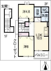 アルカンシエルI(2LDK/2階)の間取り写真