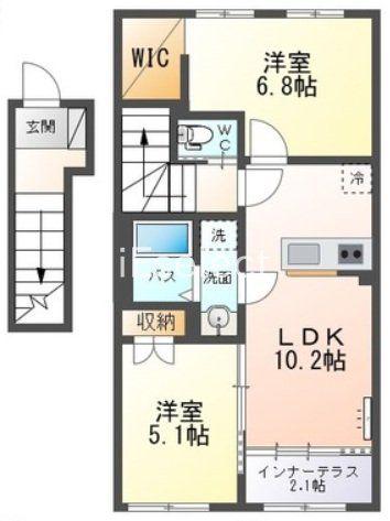 COMFORT LUMINOUS(2LDK/2階)の間取り写真