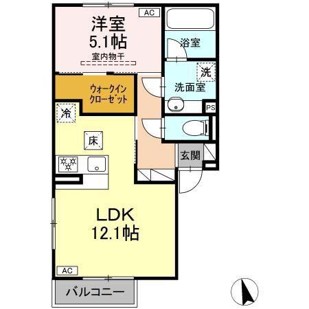 パルミエ III(1LDK/1階)の間取り写真