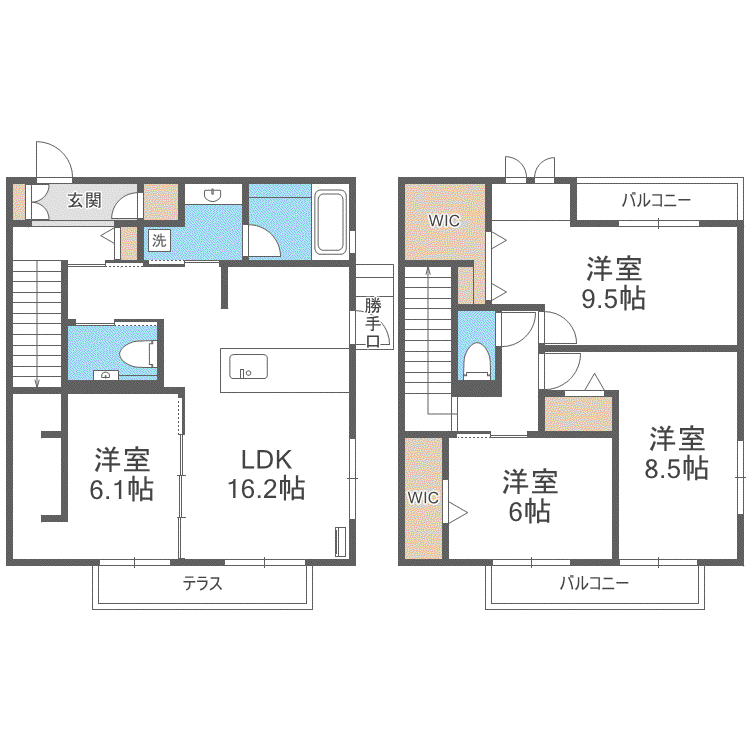 紅葉の杜 A棟(4LDK/1階)の間取り写真