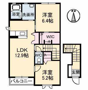 シャーメゾンみずほ(2LDK/2階)の間取り写真