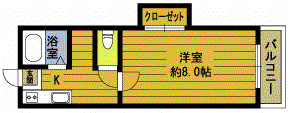 R47番館(1K/1階)の間取り写真
