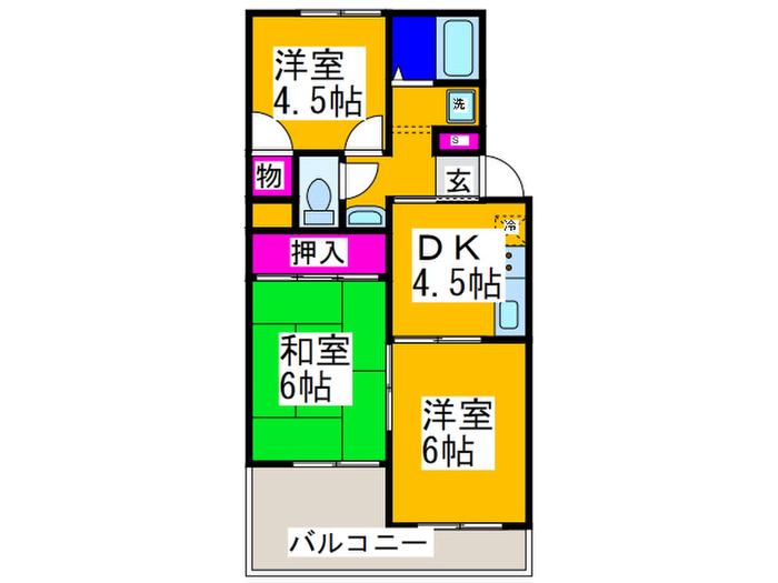コーポ新宅Ⅱ(3DK/3階)の間取り写真