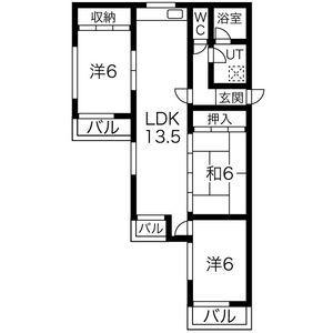 ロアール赤池(3LDK/2階)の間取り写真