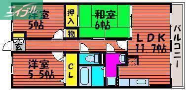 スカール十日市西町(3LDK/2階)の間取り写真