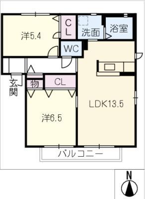 名鉄常滑線 寺本駅 徒歩28分 2階建 築24年(2LDK/2階)の間取り写真