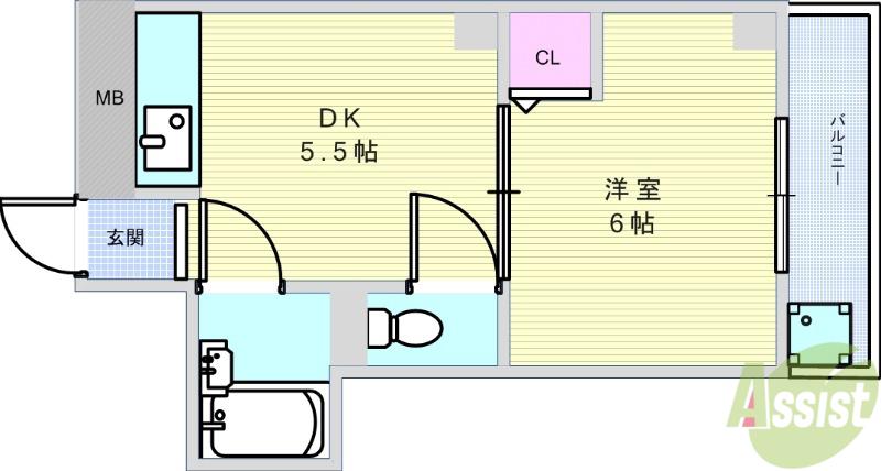 箕面コスモビル(1DK/1階)の間取り写真
