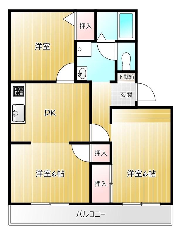 フレグランス南落合I(3DK/1階)の間取り写真