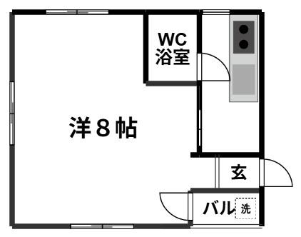 サンシックス(ワンルーム/1階)の間取り写真