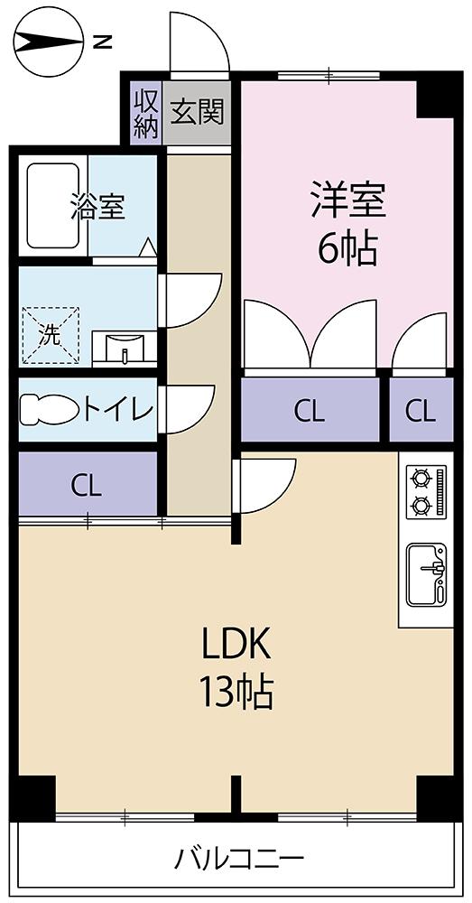 沢田コーポ(1LDK/4階)の間取り写真