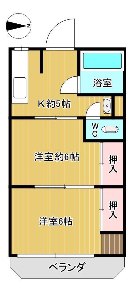 第一ハヤシビル(2DK/3階)の間取り写真