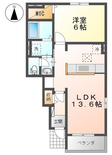 サンライズ ムサシ(1LDK/1階)の間取り写真
