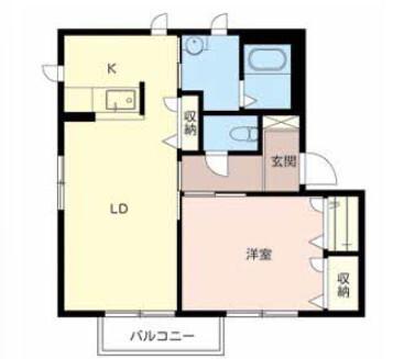 パール篠C(1LDK/2階)の間取り写真
