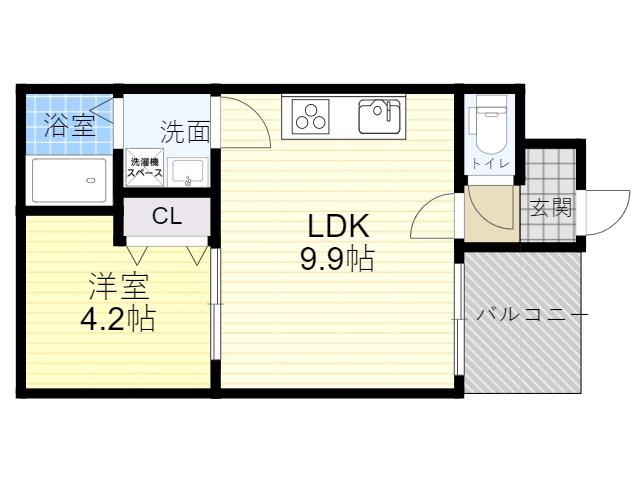 MARK VILLA 放出Ⅰ(1LDK/2階)の間取り写真
