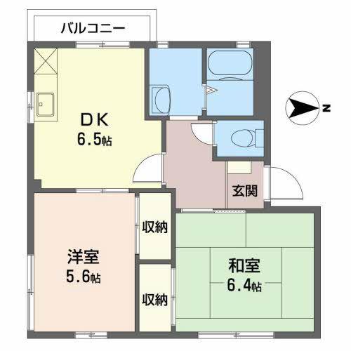 ライトワン(2DK/2階)の間取り写真