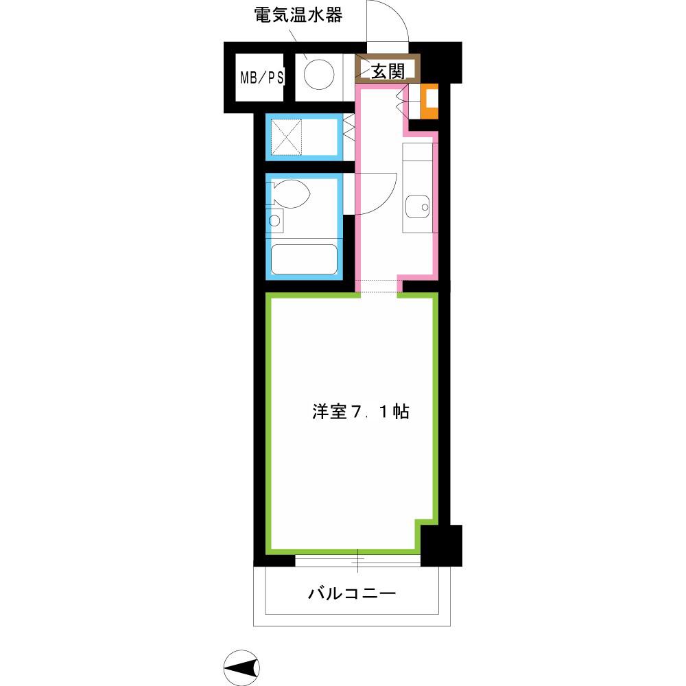コスモフォーラム三鷹(1K/7階)の間取り写真