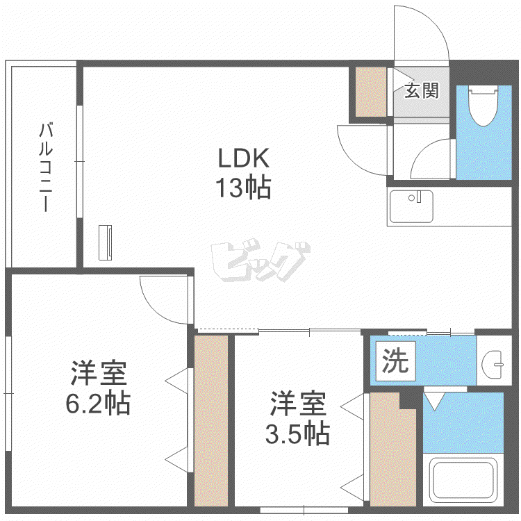 PRECIOUS KITA24(2LDK/1階)の間取り写真