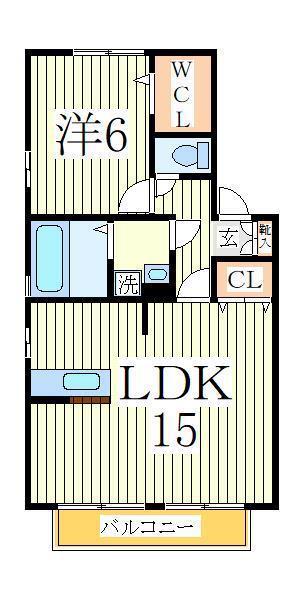 ロイヤルヒルズ春日B(1LDK/2階)の間取り写真