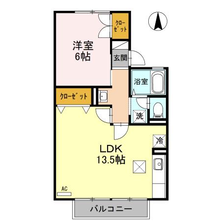 セジュール経堂A棟(1LDK/1階)の間取り写真