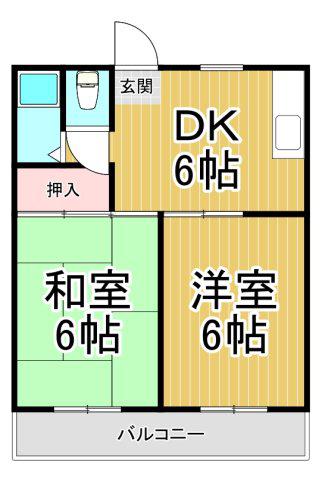 サニーヴィラ小林(2DK/3階)の間取り写真