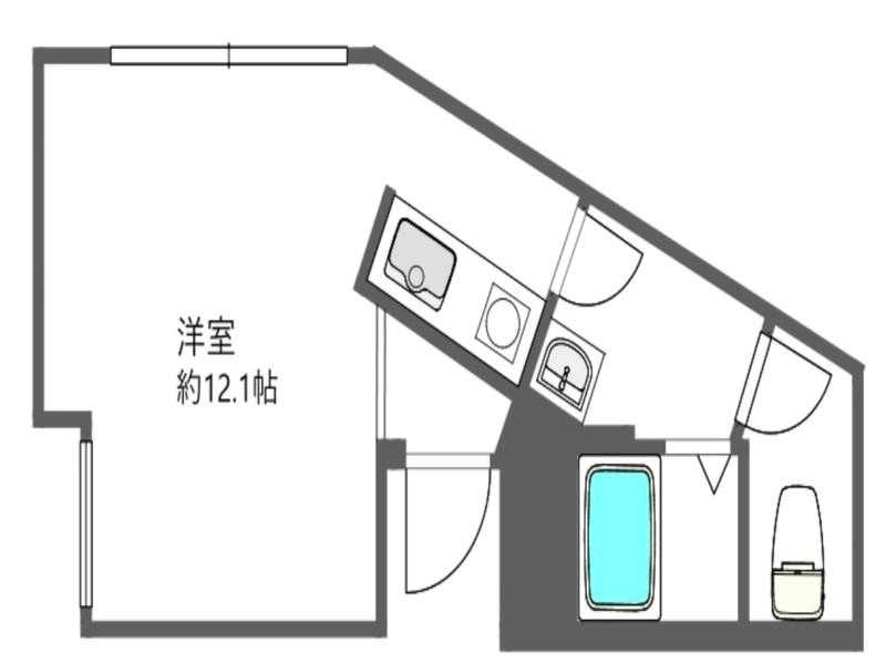クロス池尻大橋(ワンルーム/2階)の間取り写真