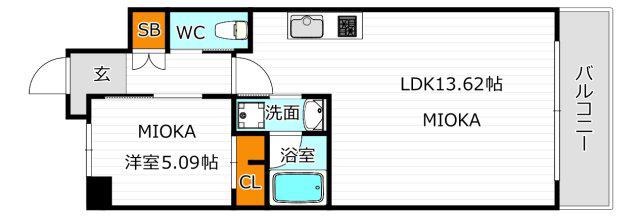 プレジオ帝塚山(1LDK/7階)の間取り写真