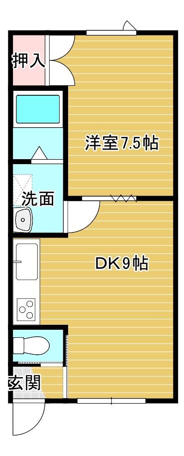 KIハイツ(1LDK/2階)の間取り写真