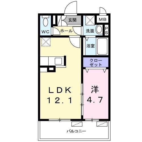 ネストージュ(1LDK/3階)の間取り写真