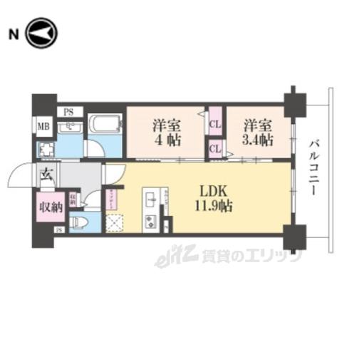STANDZ西院(2LDK/6階)の間取り写真