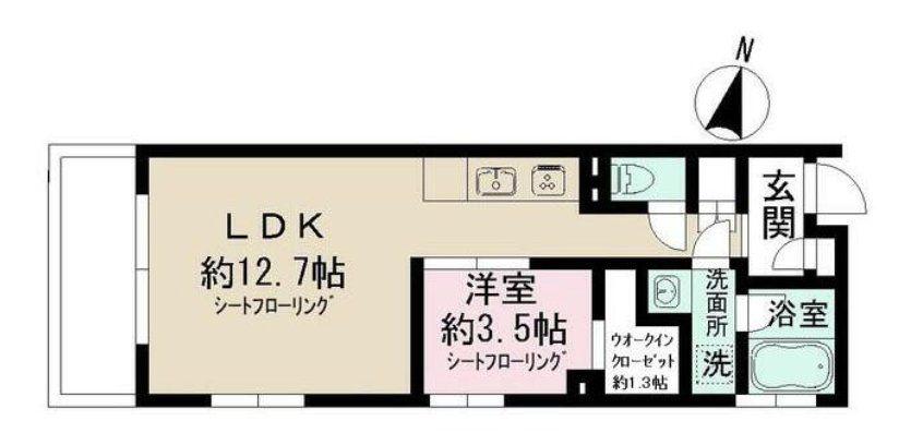 アドミラル碑文谷(1LDK/3階)の間取り写真