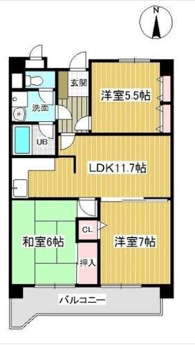 メゾンクレスト(3LDK/3階)の間取り写真
