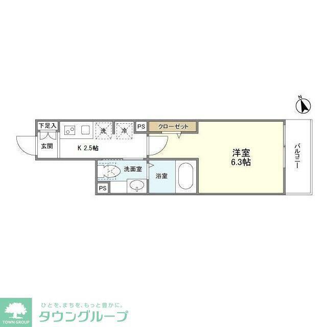 ウェルスクエア経堂サウス(1K/2階)の間取り写真