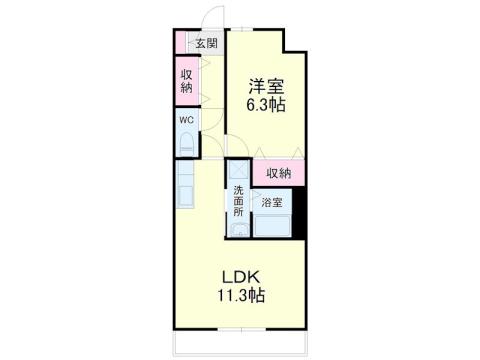 FELICE GATTO WADA(1LDK/1階)の間取り写真