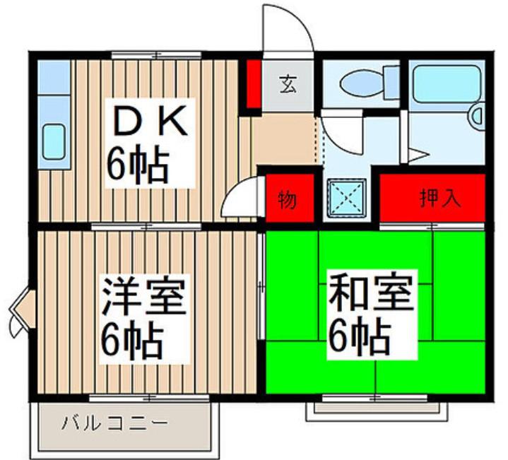 ロータスハイムI(2DK/1階)の間取り写真