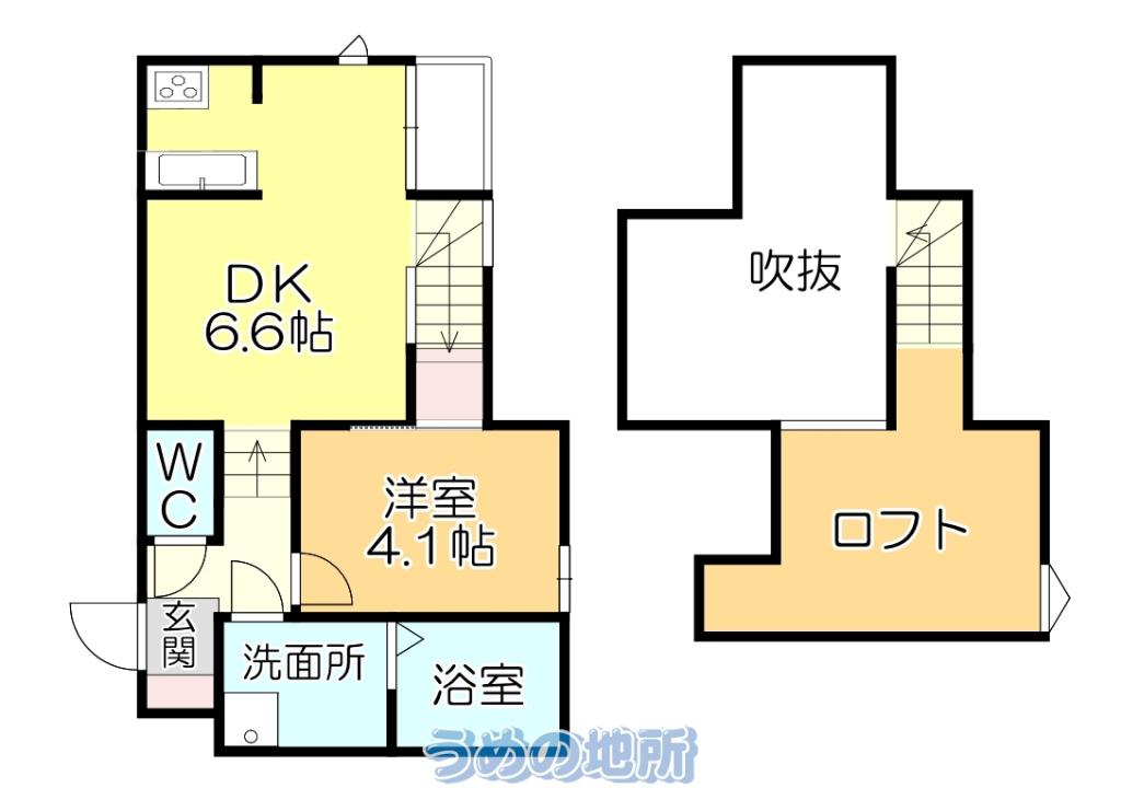 エクシア久留米大学駅前(1LDK/2階)の間取り写真