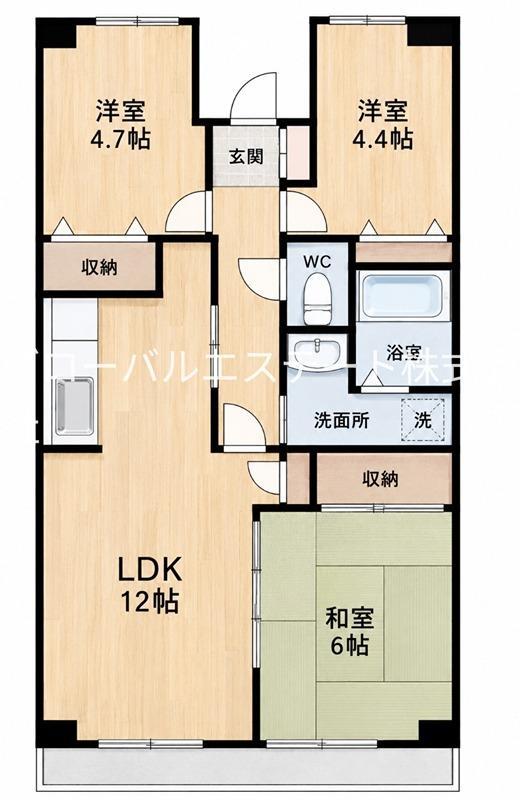 プロスペール谷塚二番館(3LDK/2階)の間取り写真
