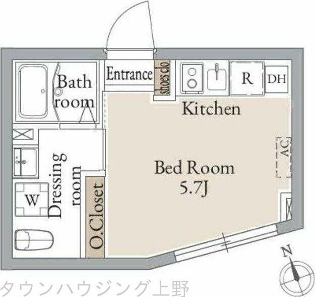 LIVEFLAT三ノ輪(ワンルーム/2階)の間取り写真