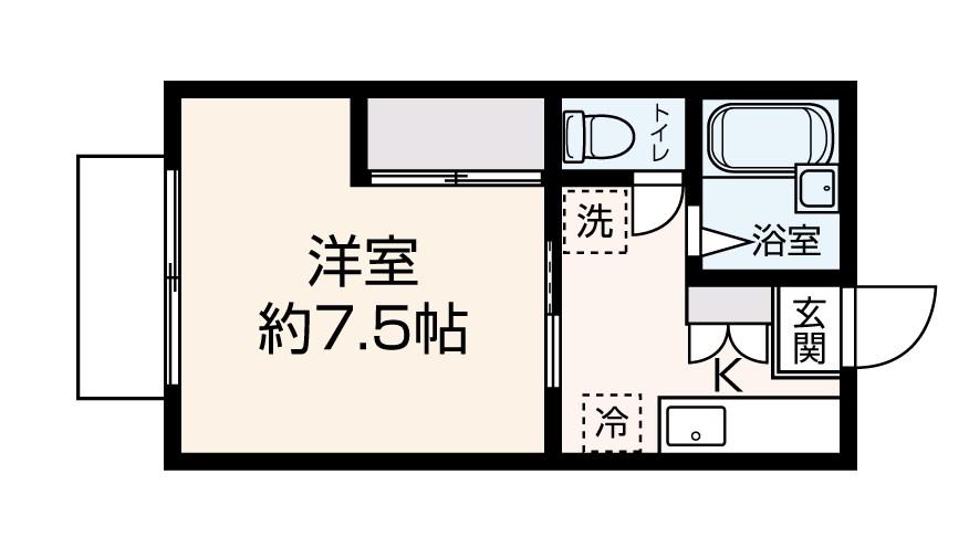 グリーンガーデンTクレフ 2F(1K/2階)の間取り写真