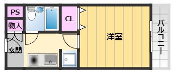 シャルマンフジ下松1番館(1K/2階)の間取り写真