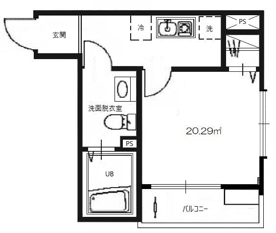 FUTURES RESIDENCE六町(1K/1階)の間取り写真