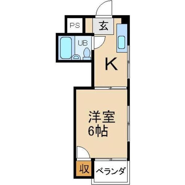 ロータリーマンション村野本町B棟(1K/1階)の間取り写真