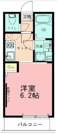 ハイズ相模大野(1K/2階)の間取り写真