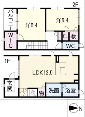 ルミエール・メゾン(2LDK/2階)の間取り写真