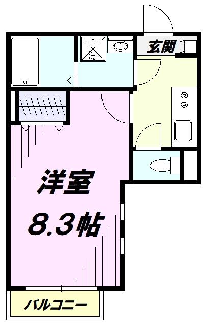リトルリバーII(1K/2階)の間取り写真