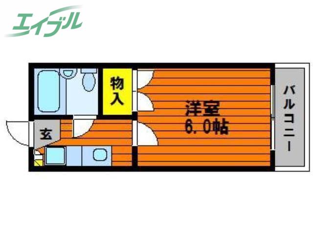 アルフィーネ十日市C(1K/2階)の間取り写真
