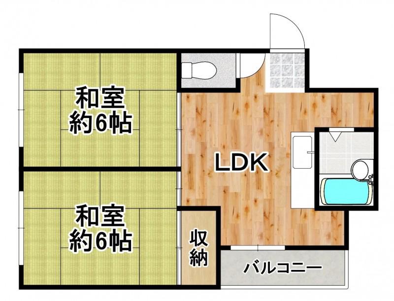 ハイツ東邦(2DK/2階)の間取り写真