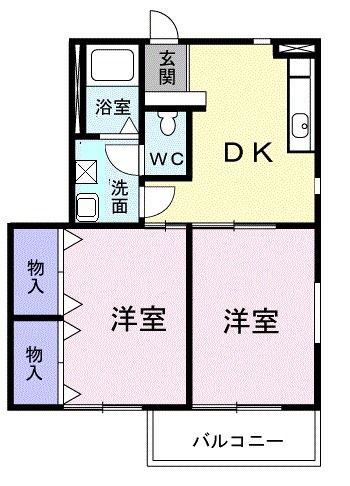 コスモスI(2DK/1階)の間取り写真