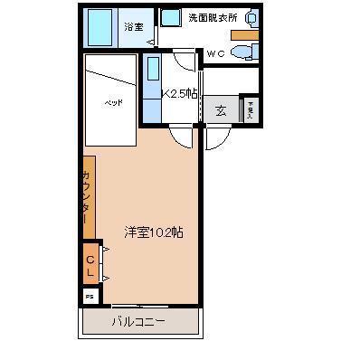 クラールII号館(1K/2階)の間取り写真