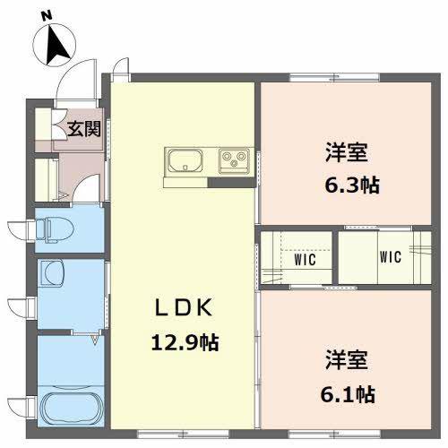つくしD(2LDK/1階)の間取り写真