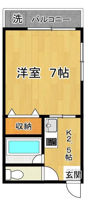 フラット35A(1K/2階)の間取り写真